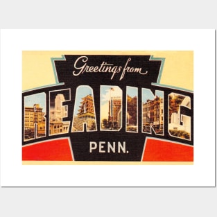 Greetings from Reading Pennsylvania, Vintage Large Letter Postcard Posters and Art